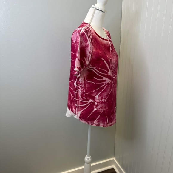 dotti Fuchsia/Magenta Tie-dye Hibiscus Flower top size 12 - Picture 2 of 7